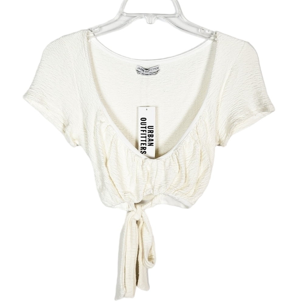 URBAN OUTFITTERS short sleeve crop top in ivory NWT